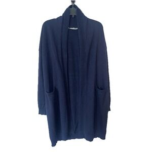 VINCE Cashmere Long Cardigan Women‎ Size XS Navy Blue Open Front Stretch Sweater